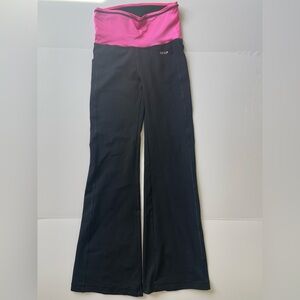 Vintage Y2K Bebe Women's Small Yoga Pants Black/Hot Pink Flare Logo